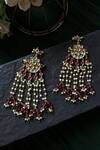 Shop_Paisley Pop_Pink Kundan Floral Motif Chandelier Earrings _at_Aza_Fashions