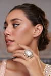 Paisley Pop_Gold Plated Polki Embellished Ring _Online_at_Aza_Fashions