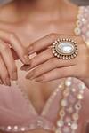 Buy_Paisley Pop_Gold Plated Polki Embellished Ring _Online_at_Aza_Fashions