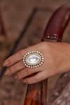 Shop_Paisley Pop_Gold Plated Polki Embellished Ring _Online_at_Aza_Fashions