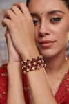 Paisley Pop_Red Kundan Handcrafted Bracelet _Online_at_Aza_Fashions