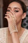 Buy_Paisley Pop_Gold Plated Kundan Pearl Hathphool _Online_at_Aza_Fashions