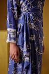 Buy Bunka Blue Cotton, Silk Collared Tasha Floral Print Wrap Dress Buy_Bunka_Blue Cotton, Silk Collared Tasha Floral Print Wrap Dress
