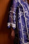 Buy Bunka Blue Organza Lace V-neck Farida Botanical Print Kurta Pant Set Buy_Bunka_Blue Organza Lace V-neck Farida Botanical Print Kurta Pant Set
