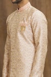 Shop_Aryavir Malhotra_Peach Kurta Banarasi Jacquard Woven And Embroidered Floral Pattern Set _Online_at_Aza_Fashions