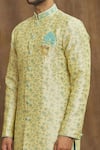 Shop_Aryavir Malhotra_Gold Kurta Banarasi Jacquard Woven And Embroidered Floral Jaal Pattern & Set _Online_at_Aza_Fashions