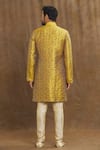 Shop_Aryavir Malhotra_Gold Kurta Banarasi Jacquard Woven And Embroidered Floral Jaal Pattern & Set _at_Aza_Fashions