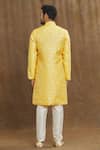 Shop_Arihant Rai Sinha_Yellow Brocade, Silk Embroidery Banarasi Vintage Pattern Kurta Set _at_Aza_Fashions