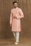 Buy_Arihant Rai Sinha_Pink Brocade, Silk Embroidery Vintage Woven Pattern Banarasi Kurta Set _at_Aza_Fashions