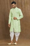 Buy_Arihant Rai Sinha_Green Brocade, Silk Embroidery Florette Woven Kurta Set _at_Aza_Fashions