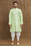 Arihant Rai Sinha_Green Brocade, Silk Embroidery Florette Woven Kurta Set _Online_at_Aza_Fashions