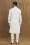 Shop_Arihant Rai Sinha_Off White Kurta Soft Plain Art Silk Embroidery Stitchline Mandarin Collar Set _at_Aza_Fashions