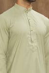 Shop_Arihant Rai Sinha_Green Silk Embroidery Solid Mandarin Collar Kurta _Online_at_Aza_Fashions