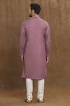 Shop_Arihant Rai Sinha_Purple Soft Plain Art Silk Embroidery Stitchline Thread Placket Kurta _at_Aza_Fashions