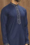 Shop_Arihant Rai Sinha_Blue Silk Embroidery Placket Straight Kurta _Online_at_Aza_Fashions