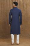 Shop_Arihant Rai Sinha_Blue Silk Embroidery Placket Straight Kurta _at_Aza_Fashions