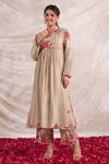 Shop_Label Niti Bothra_Ivory Silk Sequins, Beads, Bahaar Gathered Printed Kurta And Palazzo Set _Online_at_Aza_Fashions