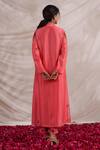 Shop_Label Niti Bothra_Pink Silk Sequins, Beads, Embroidery V-neck Bahaar Printed Kurta And Palazzo Set _at_Aza_Fashions