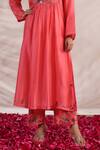 Shop_Label Niti Bothra_Pink Silk Sequins, Beads, Embroidery V-neck Bahaar Printed Kurta And Palazzo Set _Online_at_Aza_Fashions