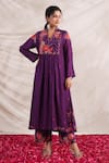 Buy_Label Niti Bothra_Purple Silk Printed And Hand Embroidered Floral Bahaar Kurta & Palazzo Set _at_Aza_Fashions