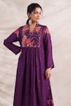 Label Niti Bothra_Purple Silk Printed And Hand Embroidered Floral Bahaar Kurta & Palazzo Set _Online_at_Aza_Fashions