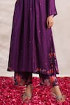 Buy_Label Niti Bothra_Purple Silk Printed And Hand Embroidered Floral Bahaar Kurta & Palazzo Set _Online_at_Aza_Fashions