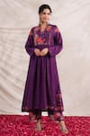 Shop_Label Niti Bothra_Purple Silk Printed And Hand Embroidered Floral Bahaar Kurta & Palazzo Set _Online_at_Aza_Fashions