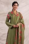 Label Niti Bothra_Green Silk, Muslin Embroidery, Beads, Sequins Bahaar Printed Kurta Palazzo Set _Online_at_Aza_Fashions