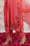 Buy_Label Niti Bothra_Pink Silk Printed And Hand Embroidered Floral V Neck Bahaar & Kurta Set _Online_at_Aza_Fashions