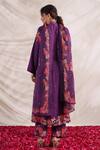 Shop_Label Niti Bothra_Purple Silk, Muslin Embroidery, Beads, Sequins V-neck Bahaar Printed Kurta Set _at_Aza_Fashions