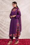 Buy_Label Niti Bothra_Purple Silk, Muslin Embroidery, Beads, Sequins V-neck Bahaar Printed Kurta Set _Online_at_Aza_Fashions