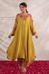 Shop_Label Niti Bothra_Yellow Silk Beads, Sequins, Bahaar High-low Printed Kurta With Palazzo _Online_at_Aza_Fashions