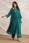 Buy_Label Niti Bothra_Green Silk Embroidered Zardozi And Sequin Pankh Pintucked Anarkali & Palazzo Set _at_Aza_Fashions