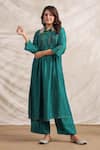 Buy_Label Niti Bothra_Green Silk Embroidered Zardozi And Sequin Pankh Pintucked Anarkali & Palazzo Set _Online_at_Aza_Fashions