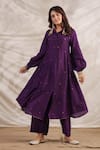 Buy_Label Niti Bothra_Purple Silk Sequins, Embroidery Pankh Asymmetric Anarkali And Palazzo Set _at_Aza_Fashions