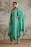 Label Niti Bothra_Green Silk Sequins, Beads Round Neck Roselyn Embroidered Kurta And Palazzo Set _Online_at_Aza_Fashions