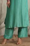 Buy_Label Niti Bothra_Green Silk Sequins, Beads Roselyn Asymmetric Embroidered Kurta And Palazzo Set _Online_at_Aza_Fashions