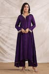 Buy_Label Niti Bothra_Purple Silk Embroidered Zardozi And Sequin Pankh Placement Anarkali & Palazzo Set _at_Aza_Fashions