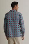 Shop_Artless_Blue Cotton Linen Printed Checkered Shirt _at_Aza_Fashions