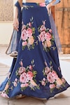 Shop_Palak & Mehak_Blue Pure Crepe Printed Botanical Round Disha Lehenga Set _Online_at_Aza_Fashions