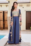 Buy_Palak & Mehak_Blue Pure Crepe Printed Floral Naaz Botanical Flared Pant Set _at_Aza_Fashions