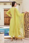 Shop_Palak & Mehak_Green Rayon Lurex Embellished Gota V Neck Shikha Kurta Set _at_Aza_Fashions