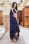 Shop_Palak & Mehak_Blue Pure Crepe Printed Floral Zeeba Placket Embellished Palazzo Set _Online_at_Aza_Fashions