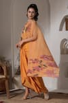 Buy_PREETI MEHTA_Yellow Lurex Chinon In 60% And 40% Polyster. Viscose Crepe Kaftan With Dhoti Skirt _Online_at_Aza_Fashions