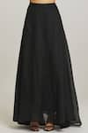 Peenacolada_Black Silk Collared Brocade Waistcoat Skirt Set_Online_at_Aza_Fashions