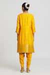 Shop_Peenacolada_Yellow Silk Embroidered Lace Round Scallop Kurta Dhoti Pant Set_at_Aza_Fashions