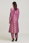 Shop_Peenacolada_Purple Woven Silk Brocade Lapel Collar Long Blazer And Pant Set _at_Aza_Fashions