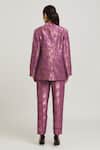 Shop_Peenacolada_Purple Woven Silk Lapel Collar Brocade Blazer And Pant Set_at_Aza_Fashions