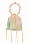 Shop_Papa Don't Preach Accessories_Green Beads, Sequins, Chains Embellished Mini Bag With Metal Handle _at_Aza_Fashions