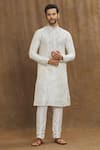 Buy Arihant Rai Sinha Off White Silk Embroidery Thread Kurta With Churidar at Aza Fashions Buy_Arihant Rai Sinha_Off White Silk Embroidery Thread Kurta With Churidar_at_Aza_Fashions